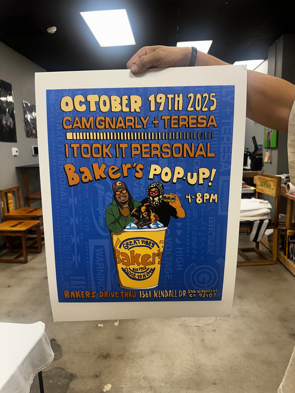 Cam Gnarly+Teresa x Baker’s Drive-Thru” Collab Pop-Up Poster