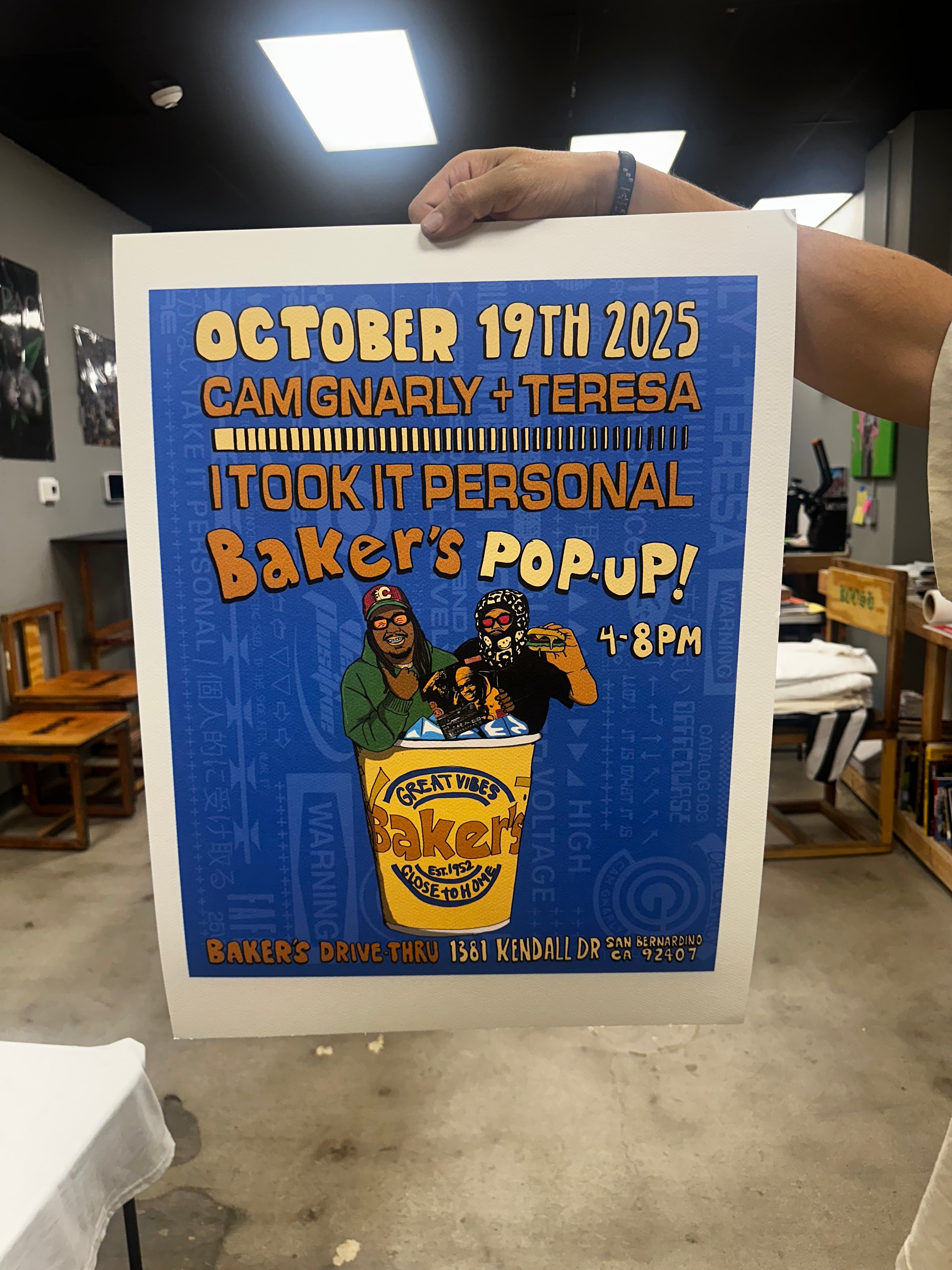 Cam Gnarly+Teresa x Baker’s Drive-Thru” Collab Pop-Up Poster